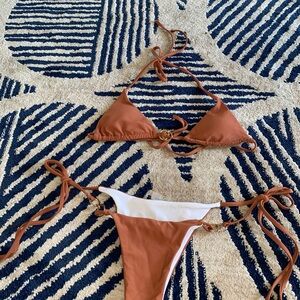 Brown Triangle Bikini Set
